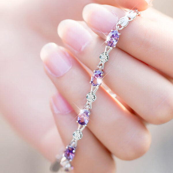 Amethyst Promise Sterling Silver Bracelet