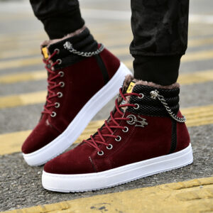Fleece-Lined High-Top Casual Sneakers for Men